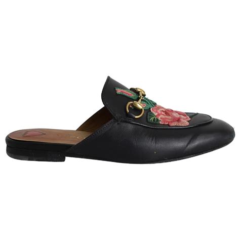 Sabot Gucci Princetown Horsebit in pelle di pizzo verde